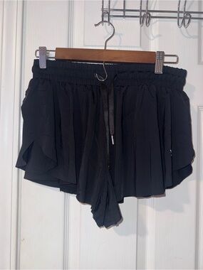 Black Women's Ruffle Drawstring Shorts